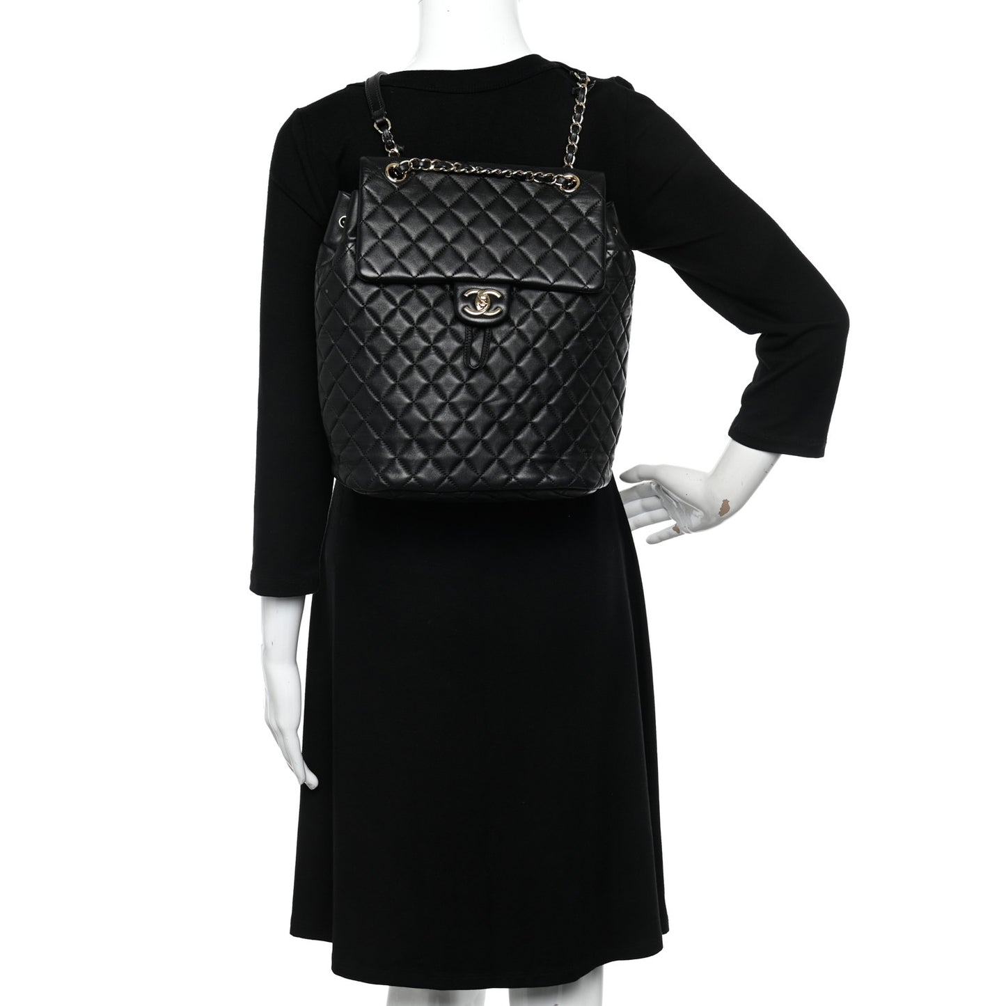 Lambskin Quilted Large Urban Spirit Backpack Black
