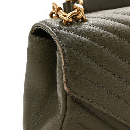Saint Laurent Sheepskin Matelasse Chevron Monogram Medium College Bag Military Olive 19 of 20