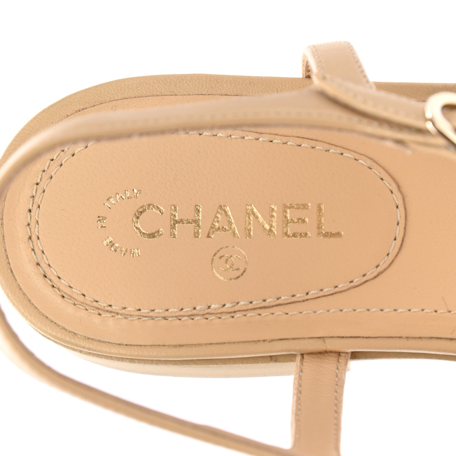 Chanel Lambskin CC Thong Sandals 36.5 Beige 7 of 8