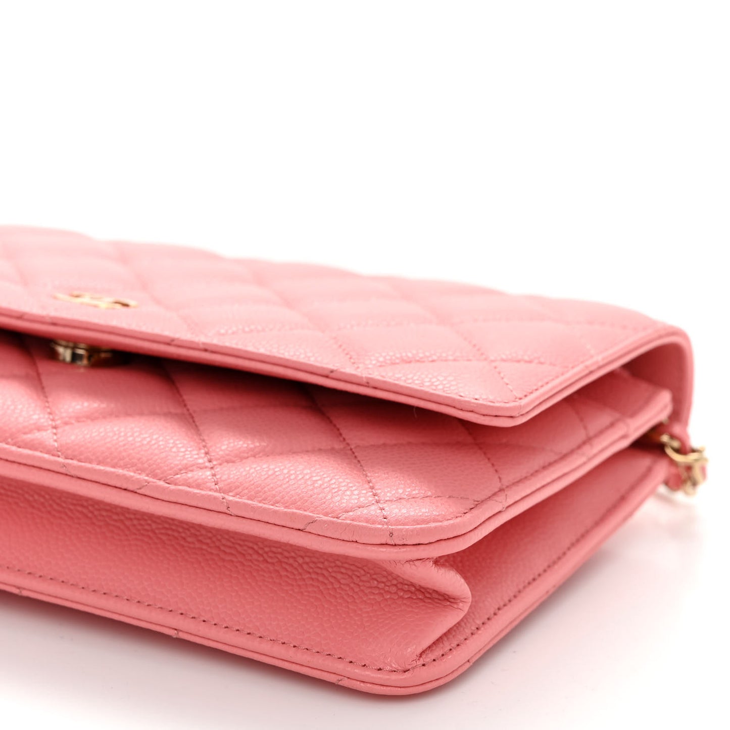 Caviar Quilted Wallet on Chain WOC Dark Pink