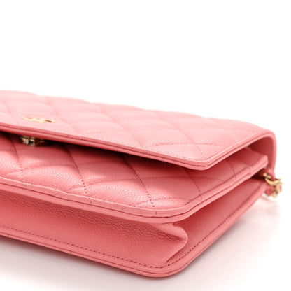 Chanel Caviar Quilted Wallet on Chain WOC Dark Pink 11 of 11