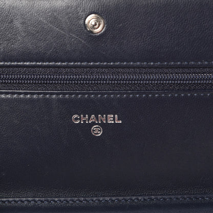 Chanel Lambskin Quilted Boy Wallet On Chain WOC Navy Blue 6 of 12
