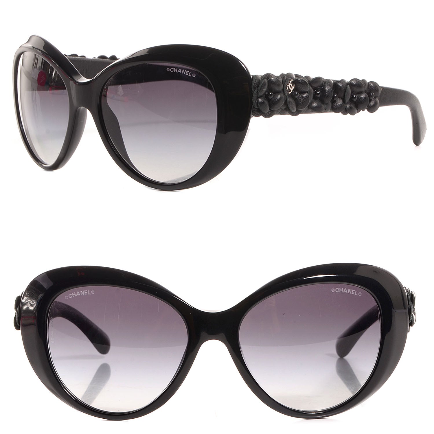 Chanel Lambskin Camellia CC Sunglasses 5318 Q Black 1 of 5