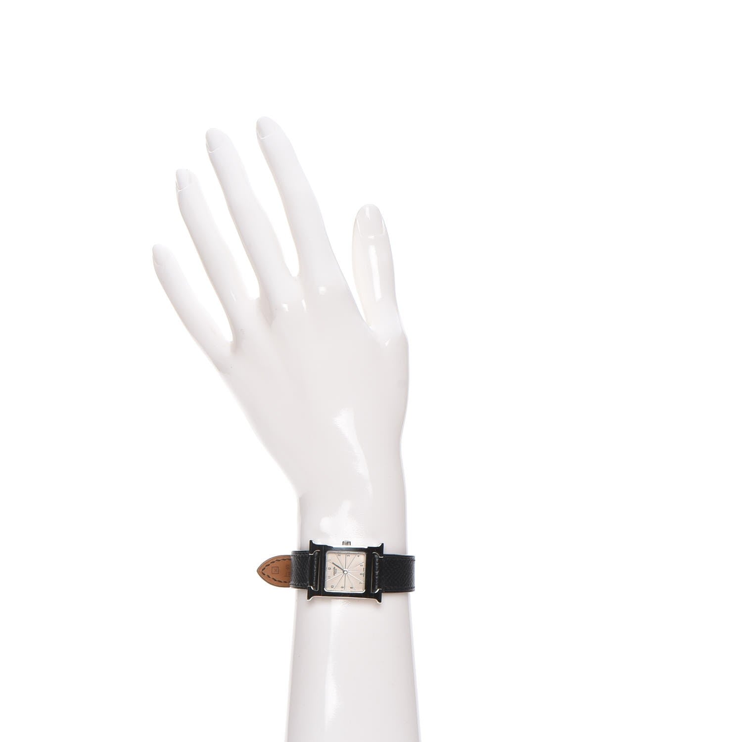 Hermes Stainless Steel Epsom 21mm Heure H Hour Quartz Watch Noir 2 of 9