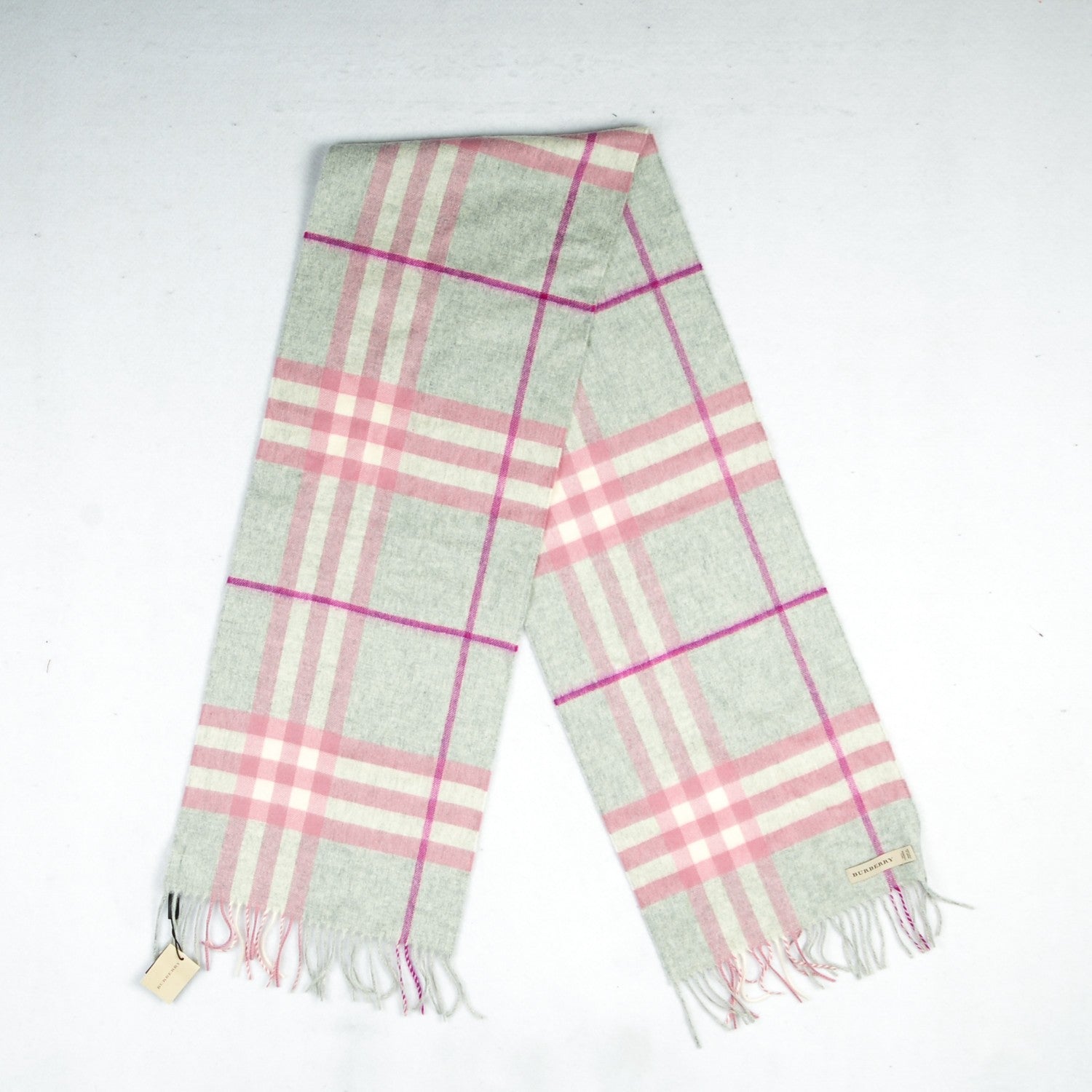 Burberry Cashmere Giant Check Scarf Grey 3 of 4