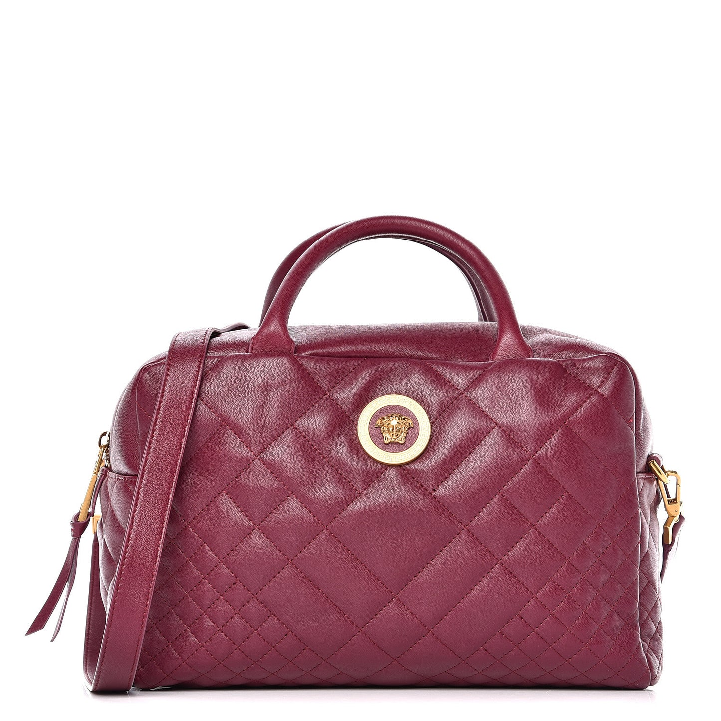 Nappa Quilted Icon Bowler Burgundy