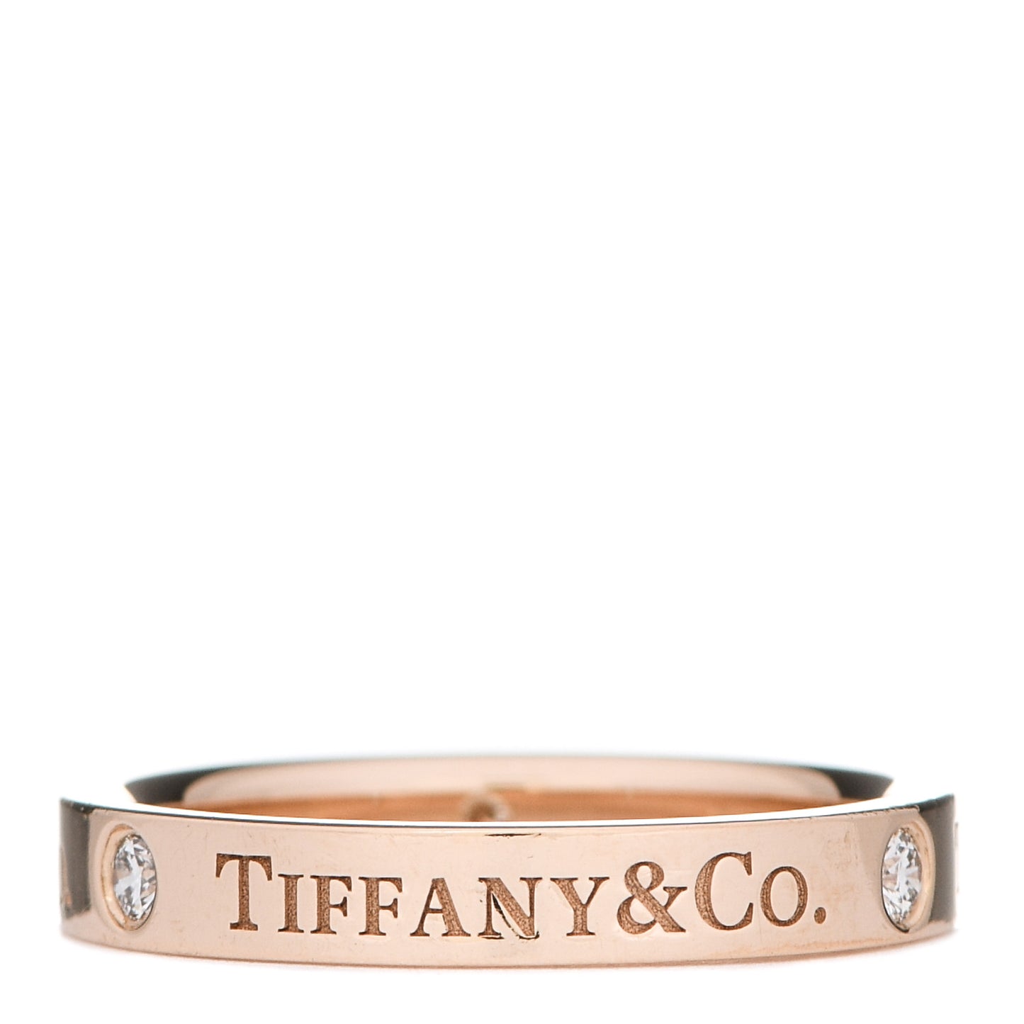 18K Rose Gold Diamond 3mm Logo Band Ring 50 5.25
