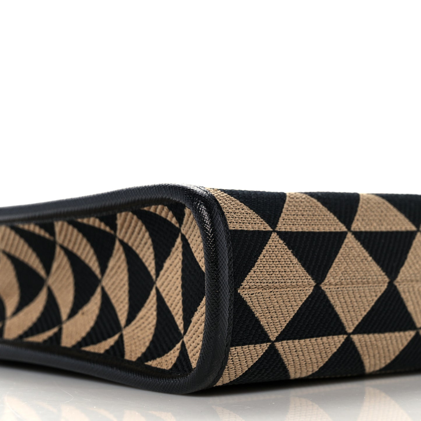 Jacquard Saffiano Triangolo Symbole Embroidered Micro Tote Black Corda