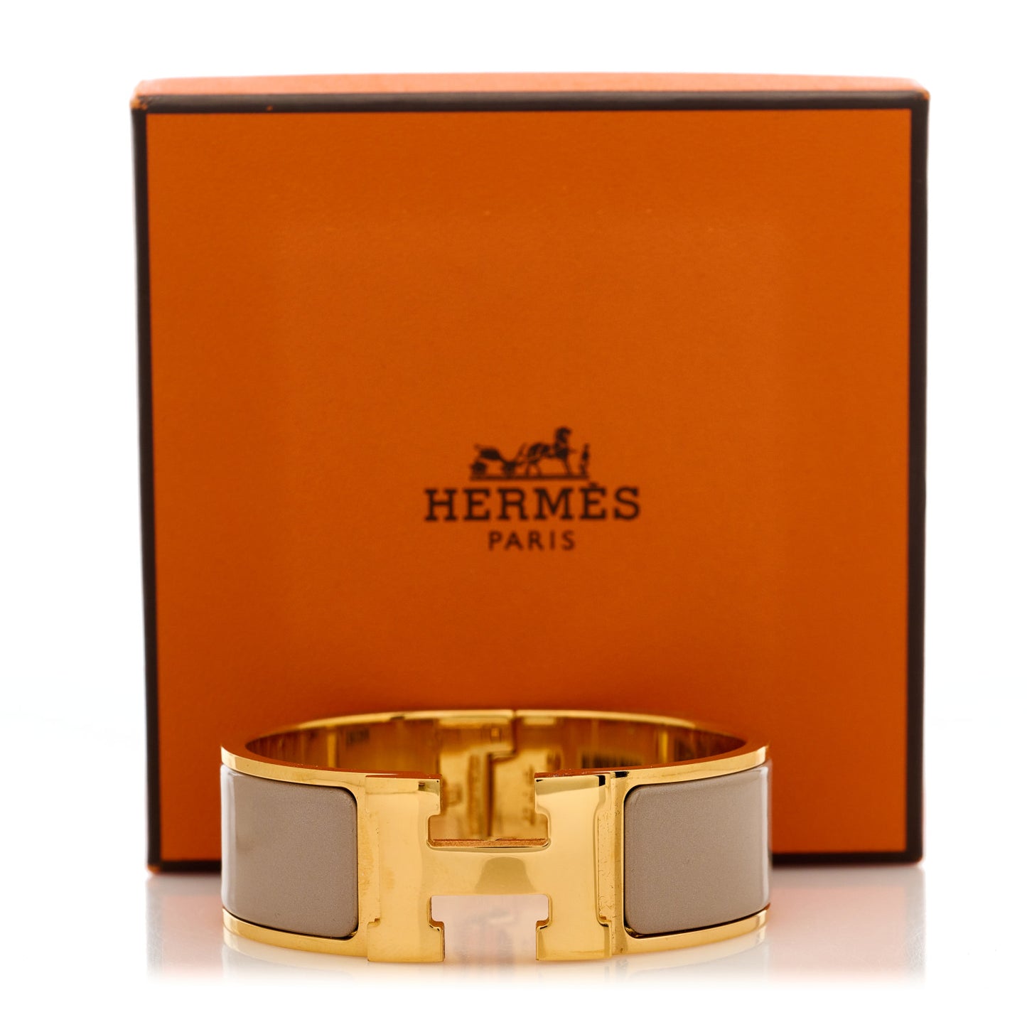 Enamel Wide Clic Clac H Bracelet PM Marron Glace