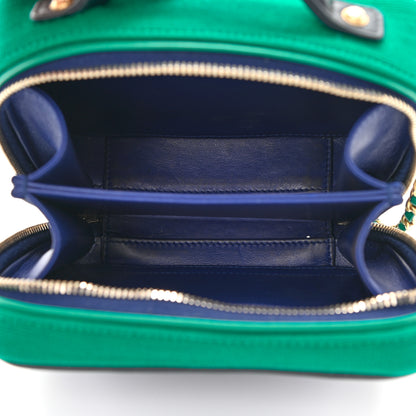 Chanel Jersey Quilted Small CC Filigree Vanity Case Blue Green 5 of 10