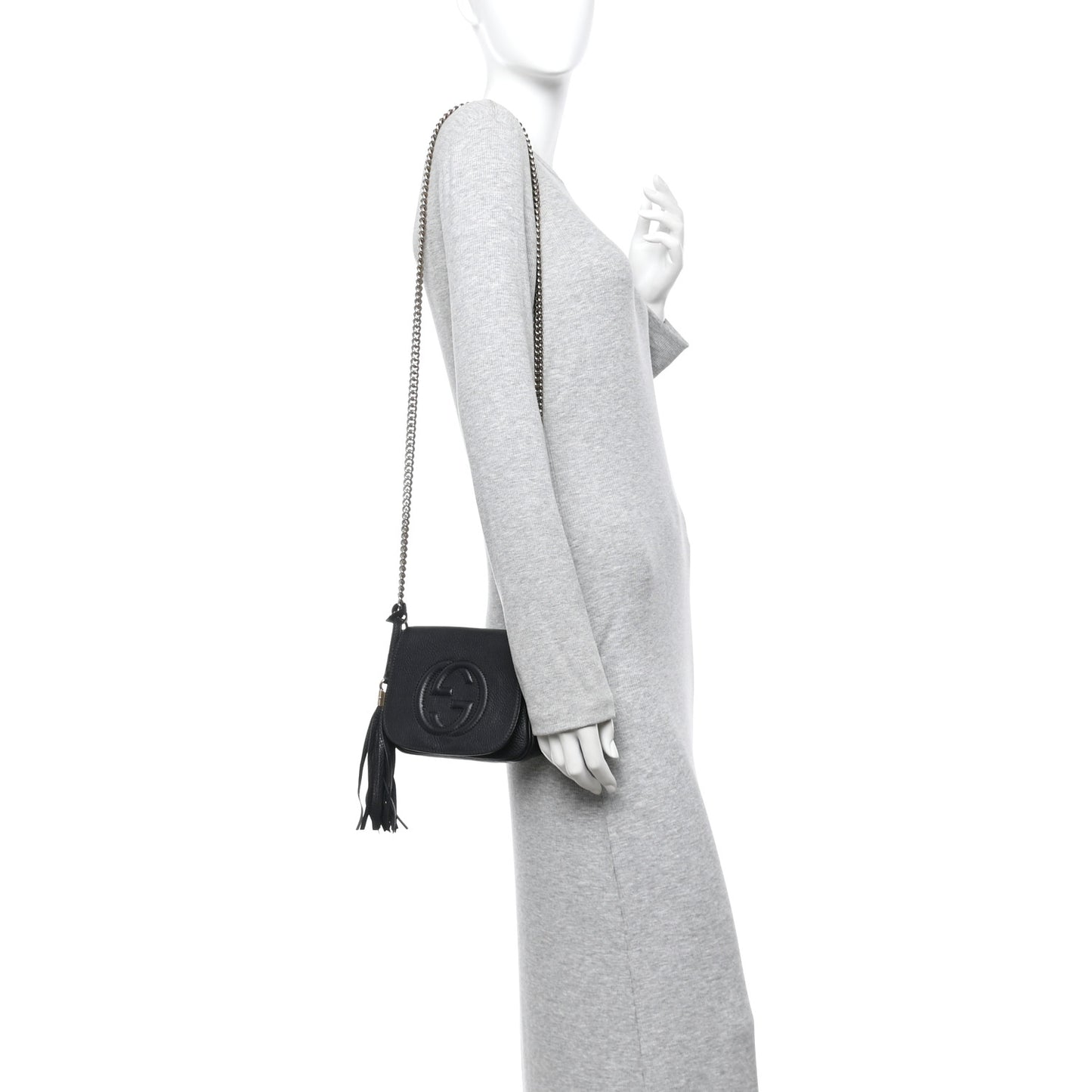 Pebbled Calfskin Small Soho Flap Crossbody Black