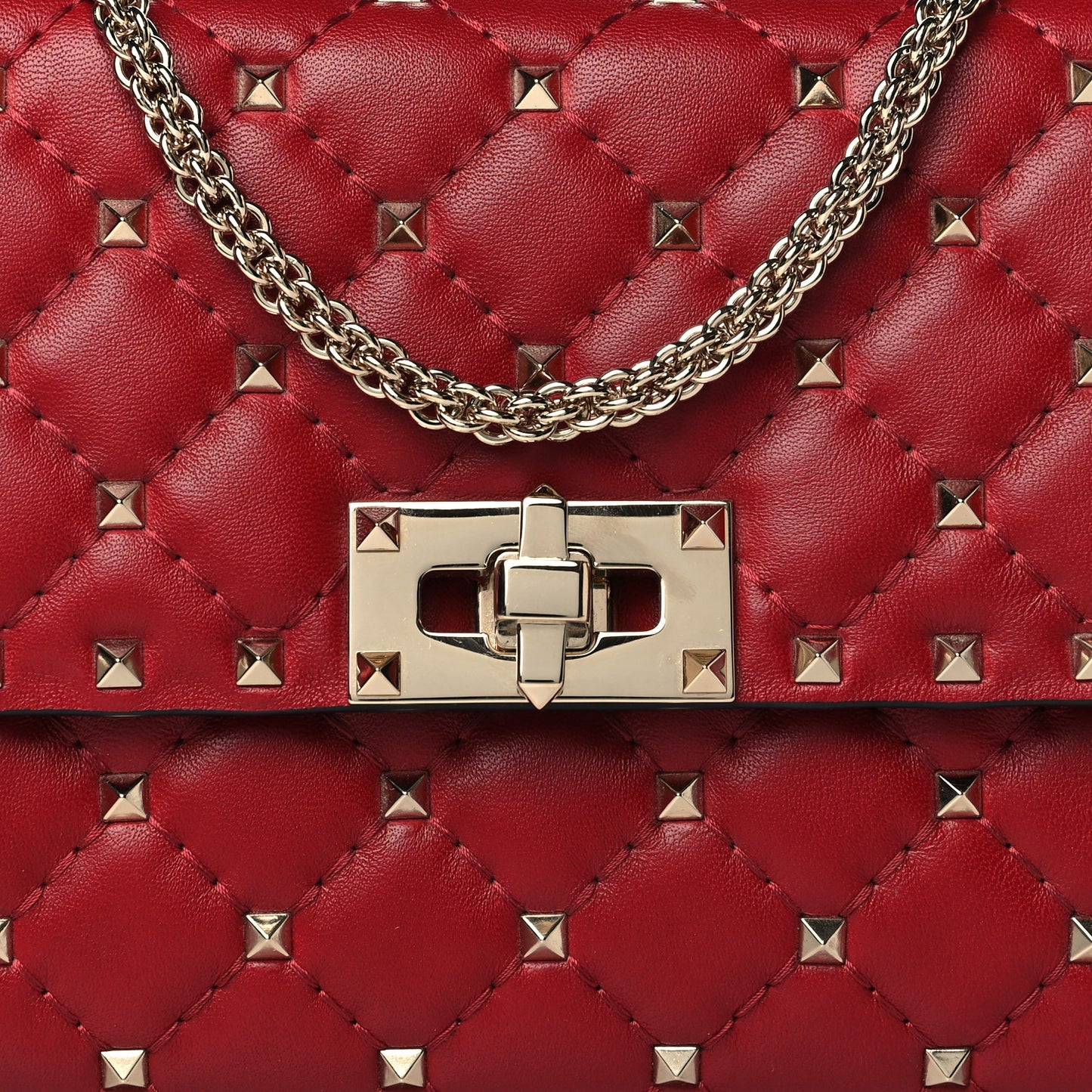 Nappa Rockstud Spike Wallet on Chain Rubino