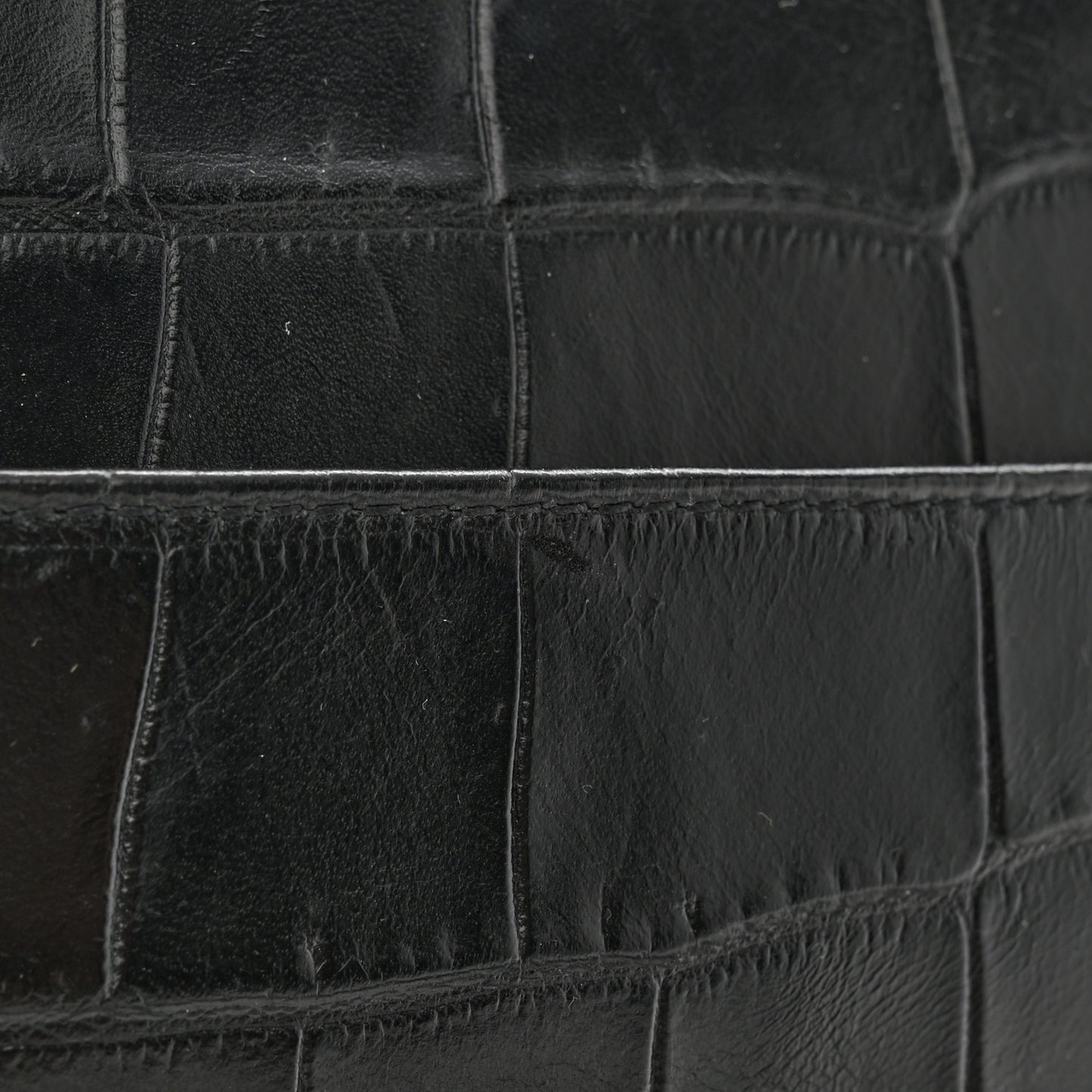 Calfskin Crocodile Embossed Camp Camera Bag Black