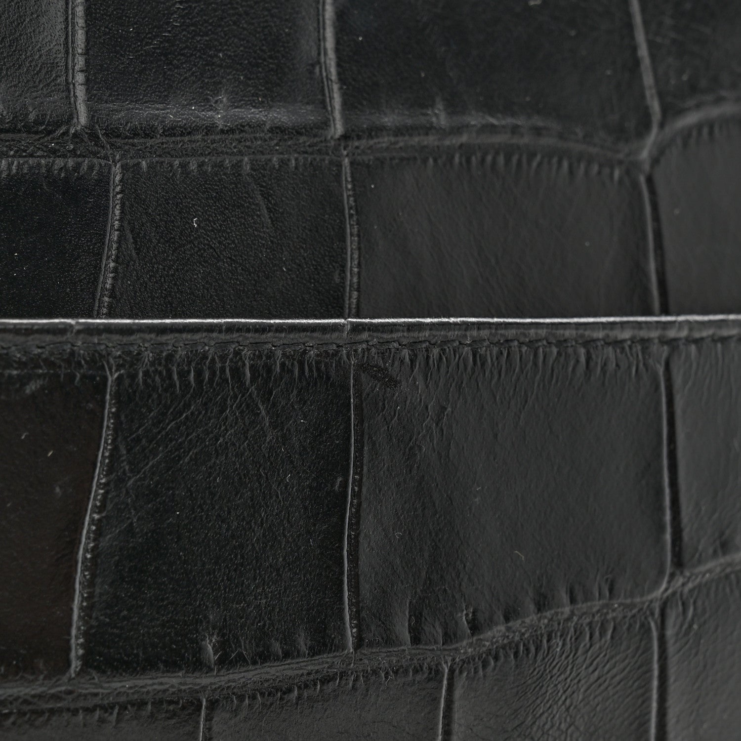 Saint Laurent Calfskin Crocodile Embossed Camp Camera Bag Black 11 of 11