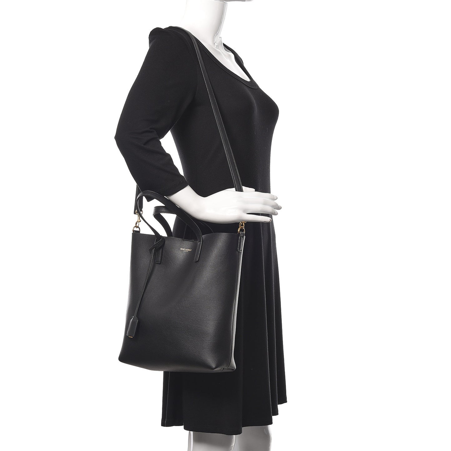 Calfskin Medium Shopping Tote Black