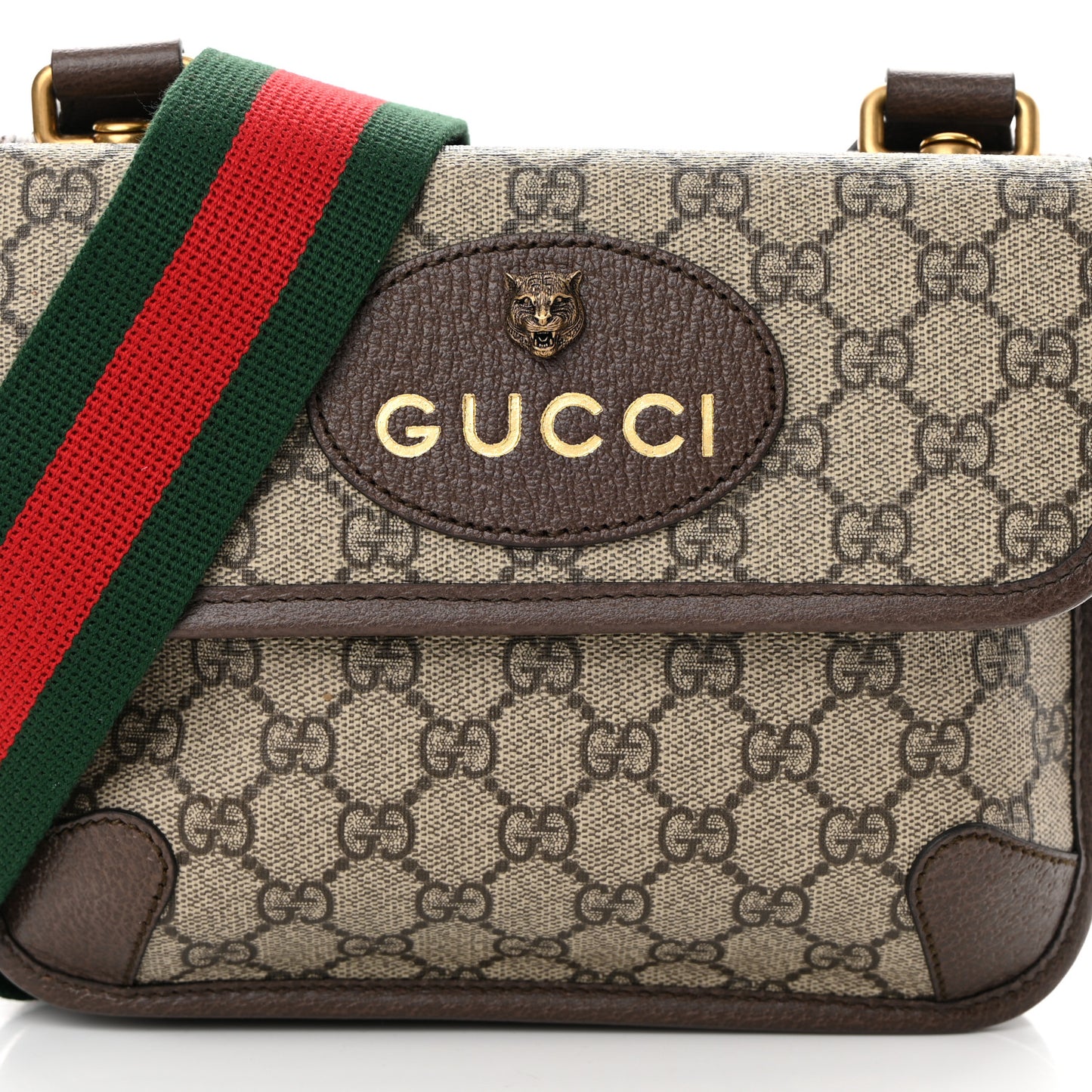 GG Supreme Monogram Web Small Neo Vintage Double Flap Messenger Bag Beige New Acero