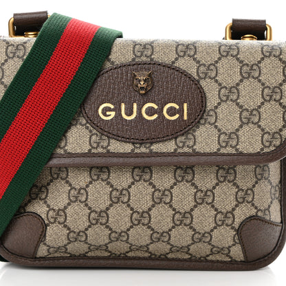 Gucci GG Supreme Monogram Web Small Neo Vintage Double Flap Messenger Bag Beige New Acero 10 of 13