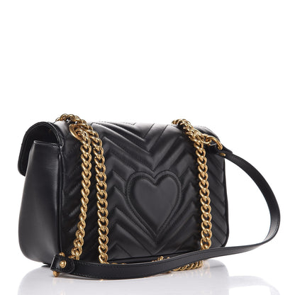 Gucci Calfskin Matelasse Small GG Marmont Shoulder Bag Black 3 of 7