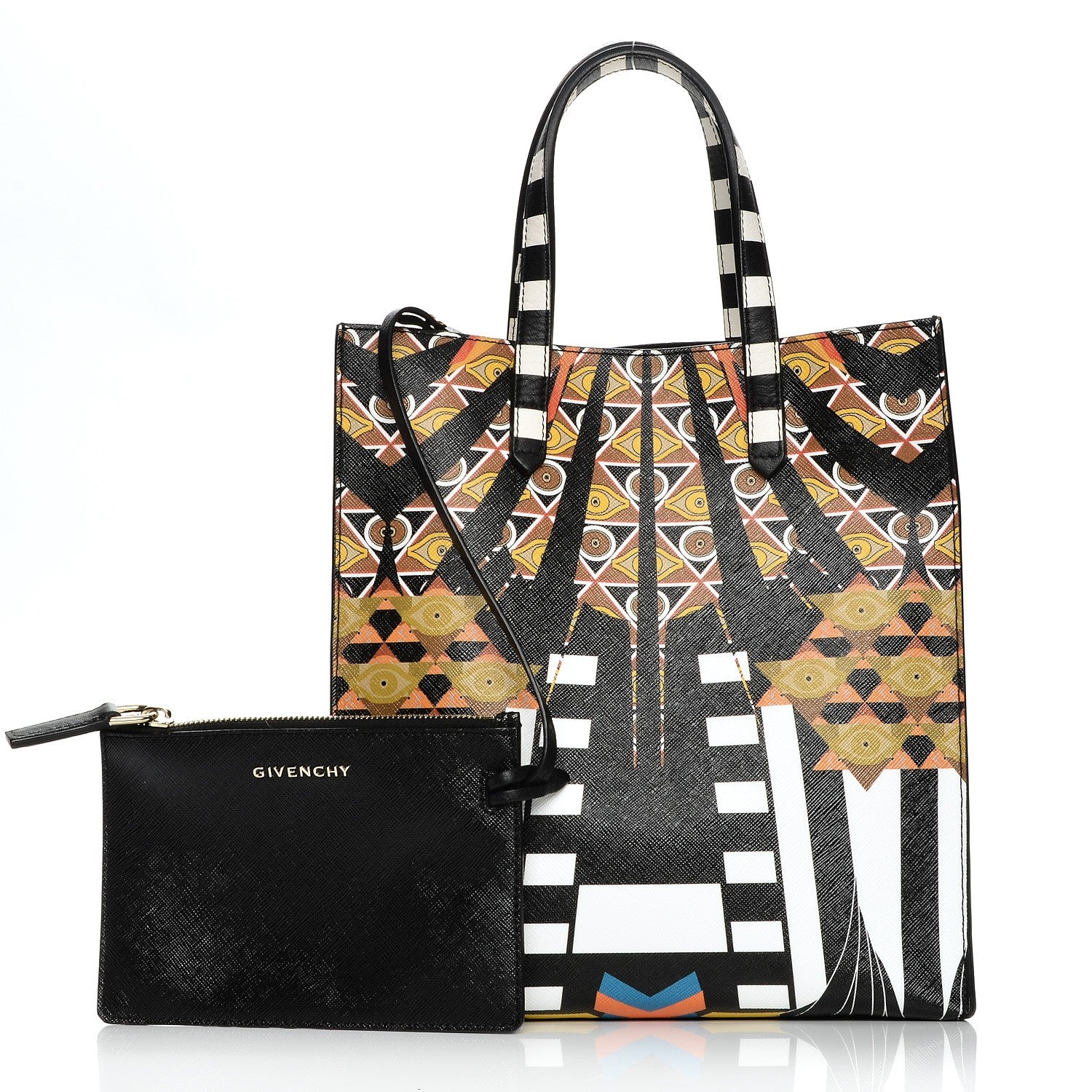 Givenchy Textured Coated Canvas Egyptian Print Medium Stargate Shopper Tote Multicolor 3 of 8