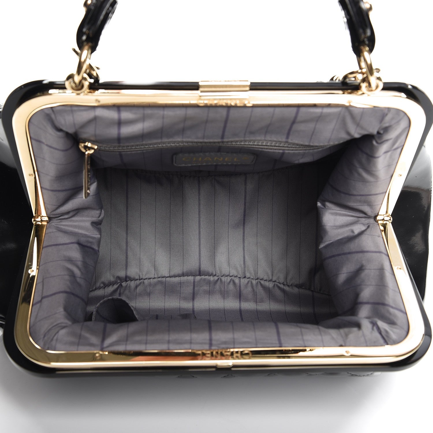 Chanel Glazed Calfskin Quilted Small Mademoiselle Frame Bag Black 6 of 12