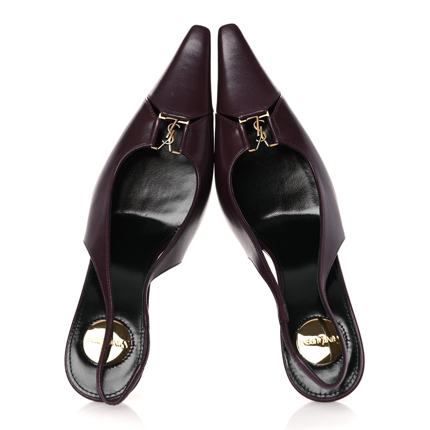 Saint Laurent Nappa Babylone Breteuil Slingback Pumps 36 Bordeaux 2 of 12