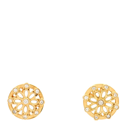 Tiffany 18K Yellow Gold Diamond Flower Stud Earrings 1 of 5