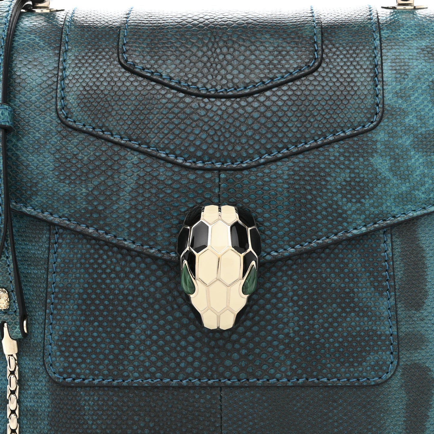 Shiny Karung Serpenti Forever Top Handle Emerald Green