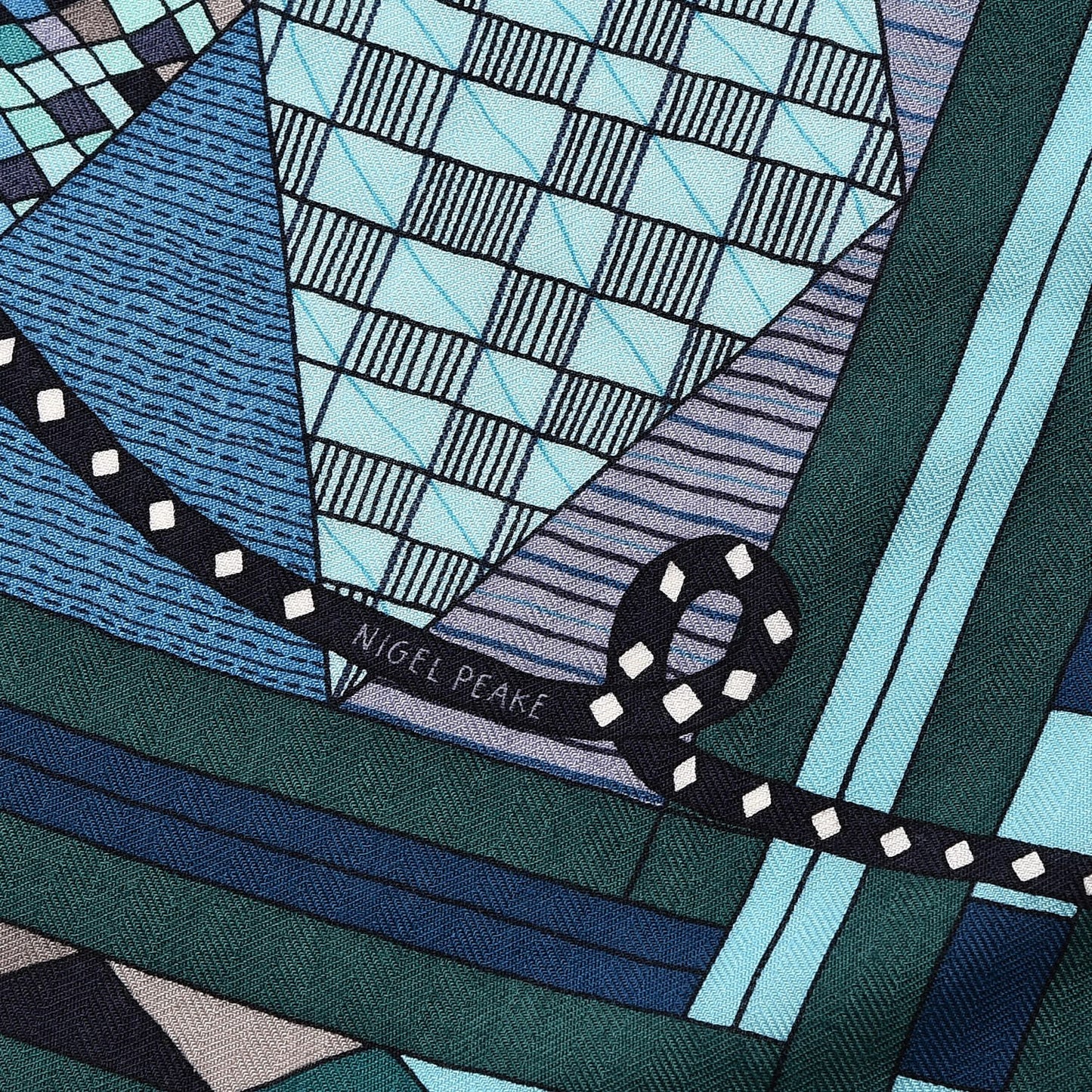 Cashmere Silk Patchwork Horse Shawl 140 Turquoise Vert Bleu