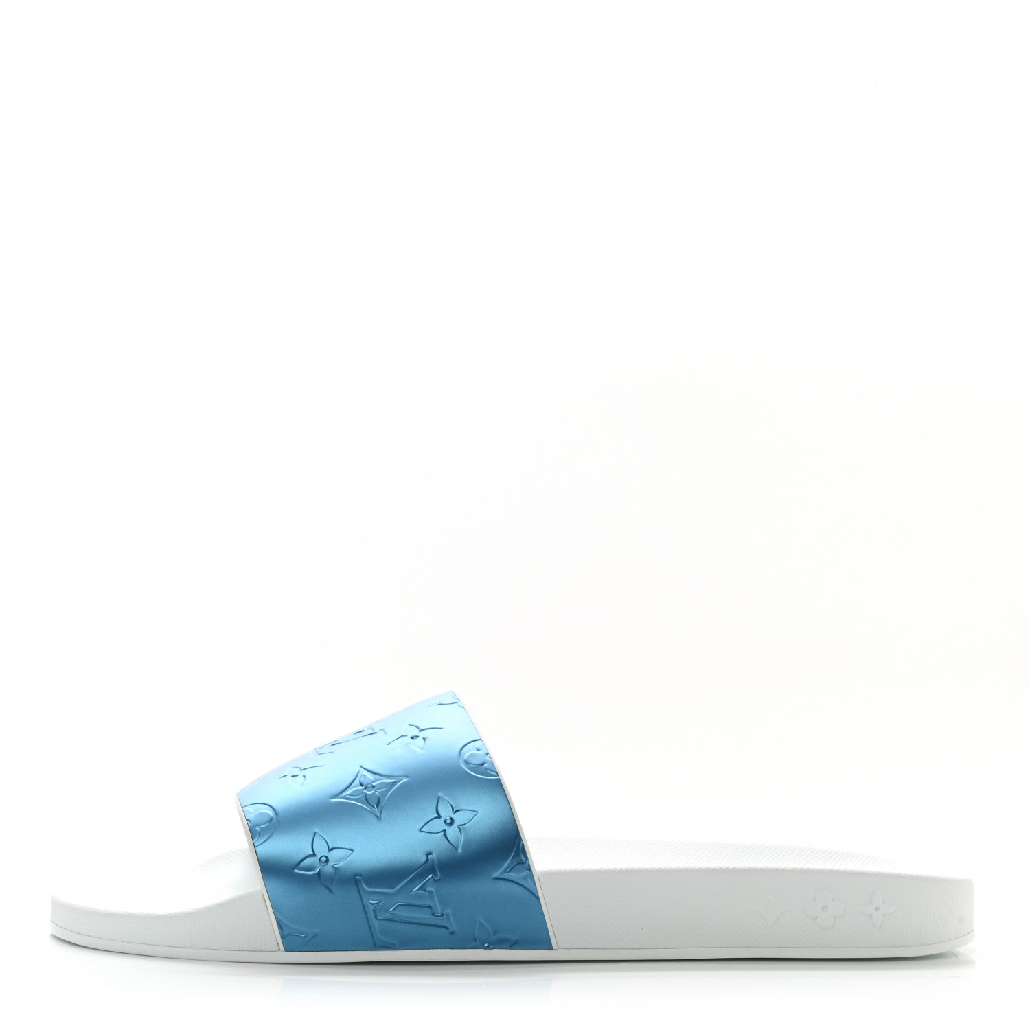 Louis Vuitton Metallic Rubber Embossed Monogram Mens Waterfront Mules 10 Blue 1 of 8