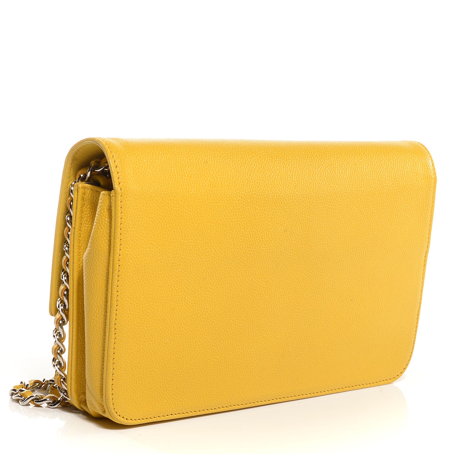Chanel Caviar Sevruga Wallet on Chain WOC Yellow 4 of 9