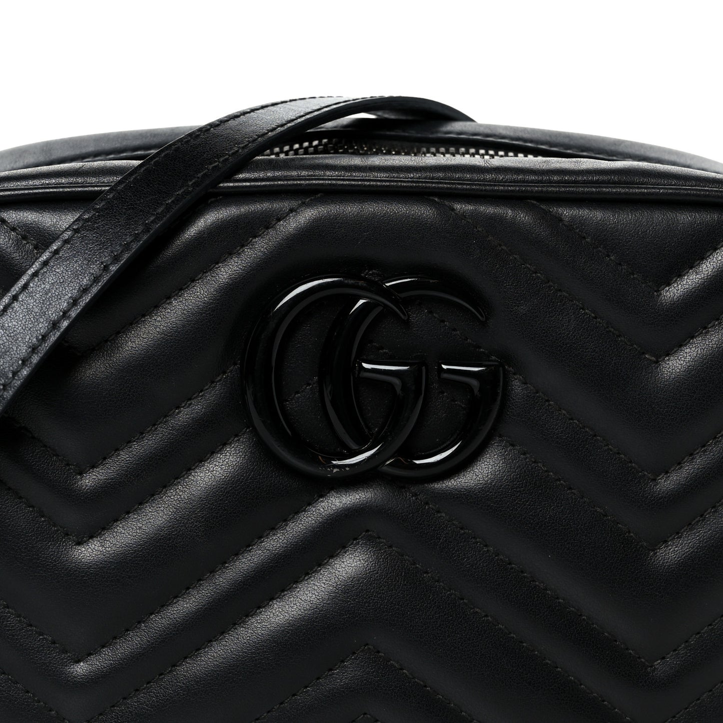 Calfskin Matelasse Monochrome Small GG Marmont Chain Shoulder Bag Black