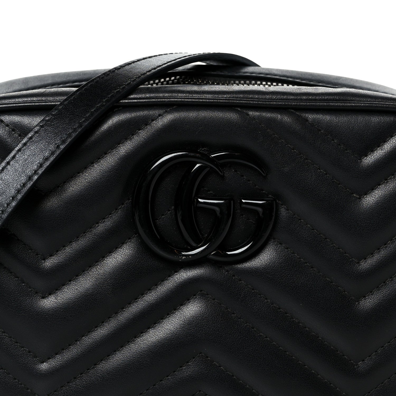 Gucci Calfskin Matelasse Monochrome Small GG Marmont Chain Shoulder Bag Black 9 of 13