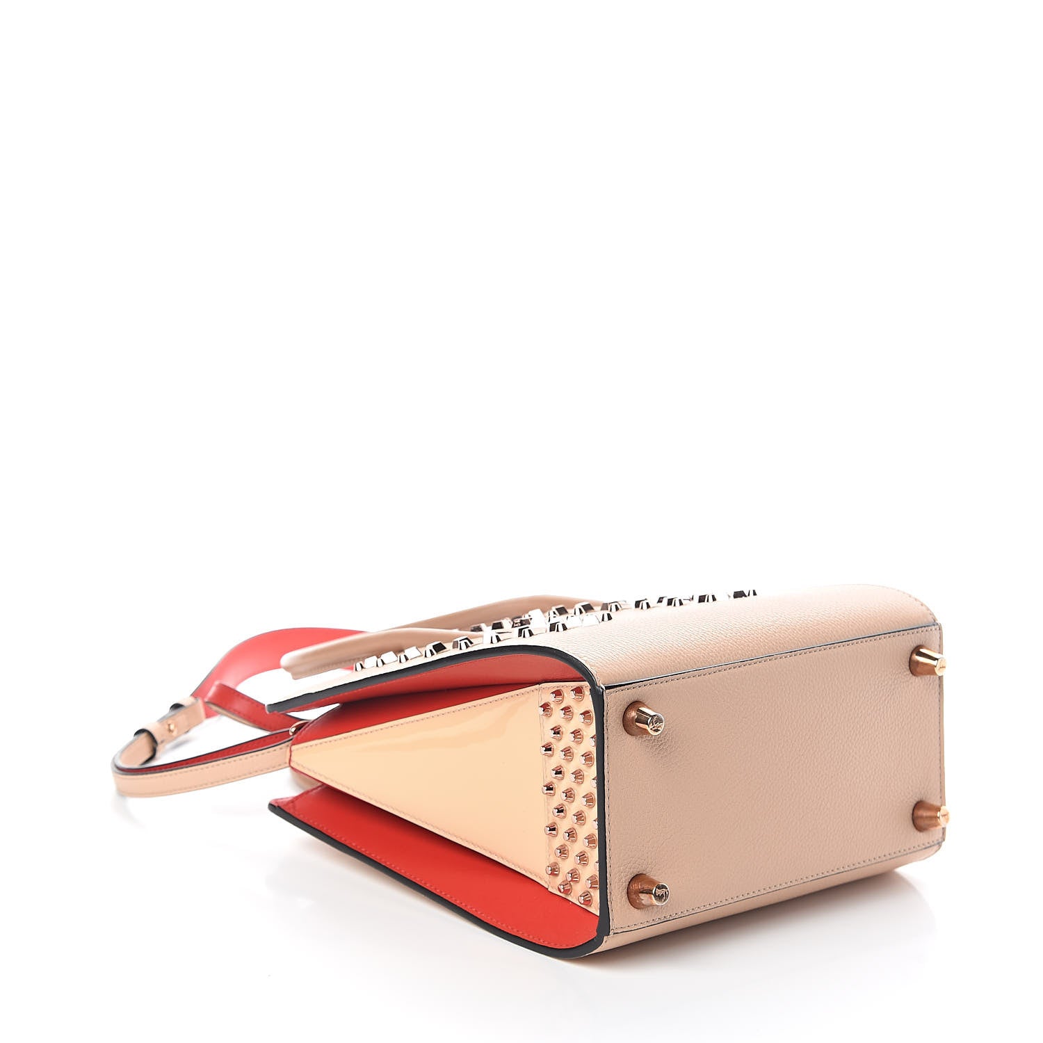 Christian Louboutin Calfskin Patent Studded Small Paloma Naturel Rose Gold 4 of 11