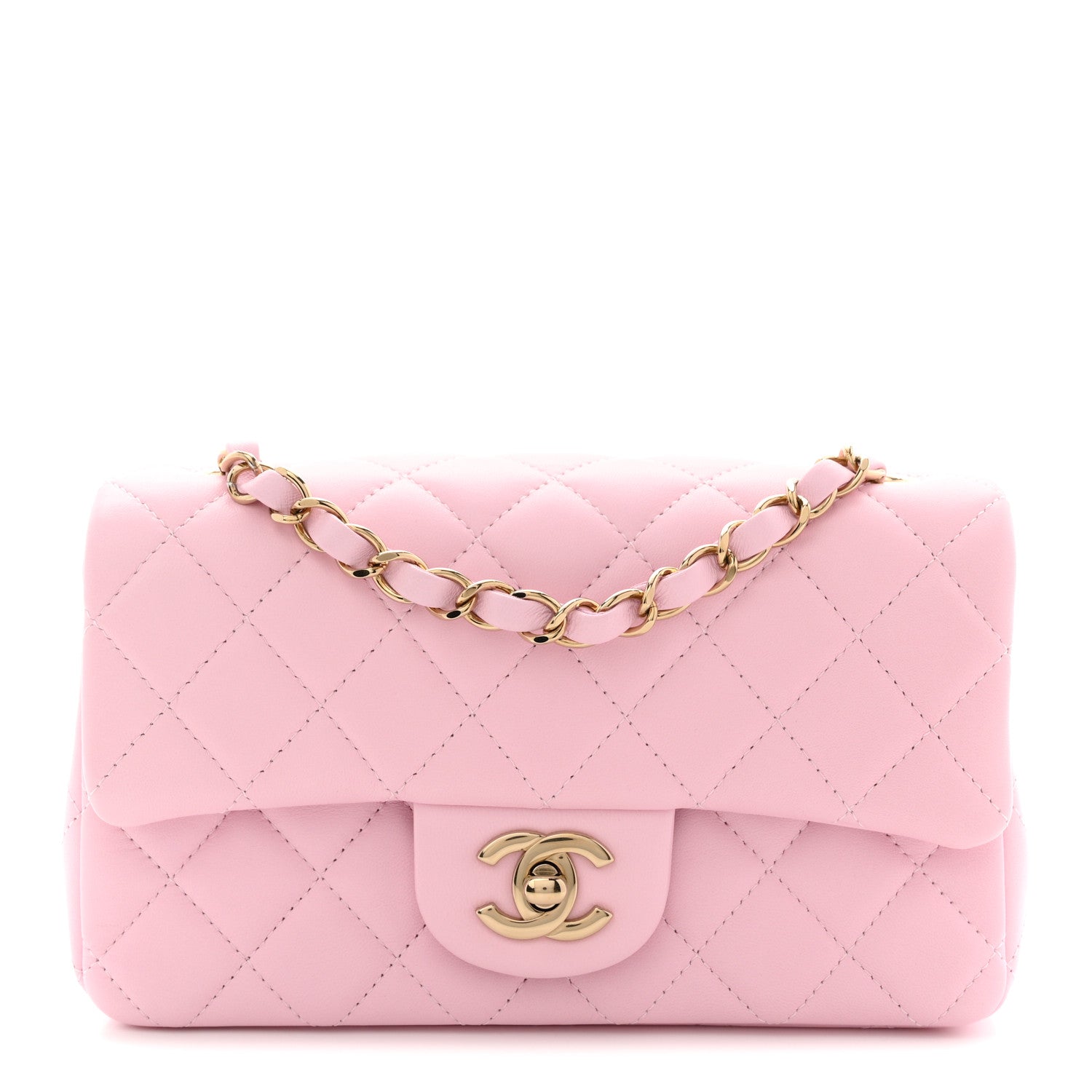 Chanel Lambskin Quilted Mini Rectangular Flap Pink 1 of 11