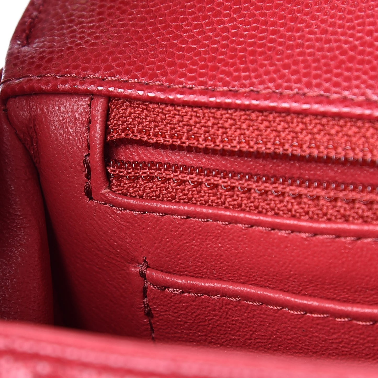 Caviar Chevron Quilted Mini Rectangular Flap Dark Red