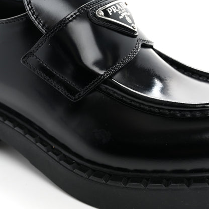 Prada Spazzolato Metal Triangle Logo 50mm Loafers 39 Black 12 of 15
