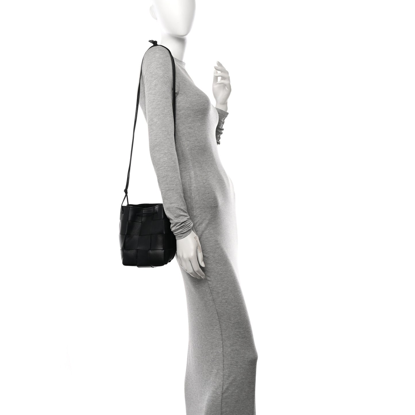 Nappa Maxi Intrecciato Cassette Bucket Bag Black