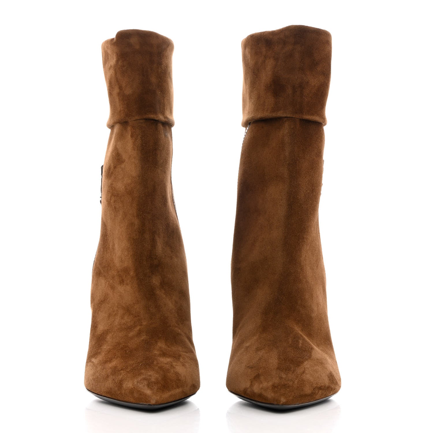 Saint Laurent Suede Liz 85 Wedge Booties 37 Brown 2 of 11