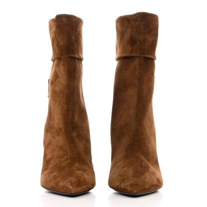 Saint Laurent Suede Liz 85 Wedge Booties 37 Brown 2 of 11