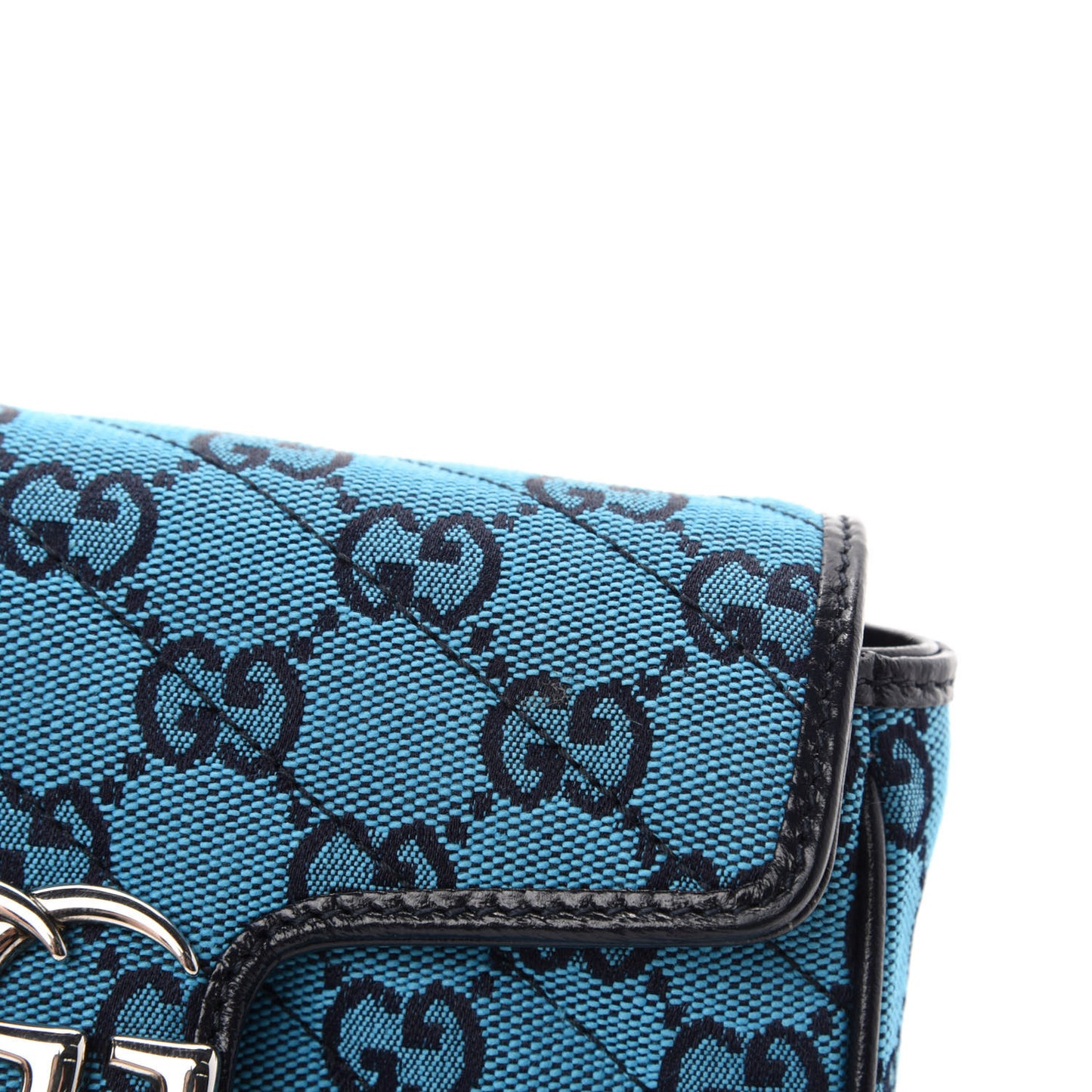 Monogram Multicolor Matelasse Diagonal Super Mini GG Marmont Shoulder Bag Light Blue