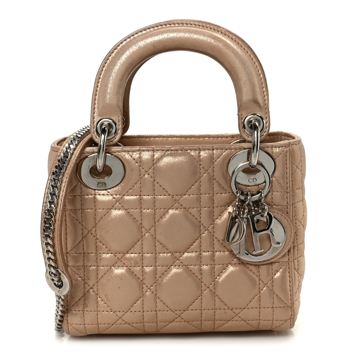 Lambskin Cannage Mini Lady Dior Powder Beige