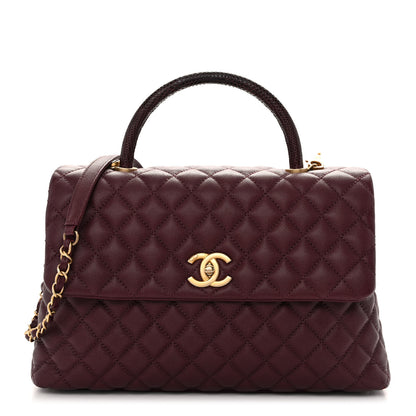 Chanel Caviar Lizard Quilted Medium Coco Handle Flap Burgundy 1 of 11