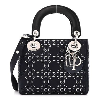 Christian Dior Satin Crystal Cannage Mini Lady Dior Navy 1 of 10