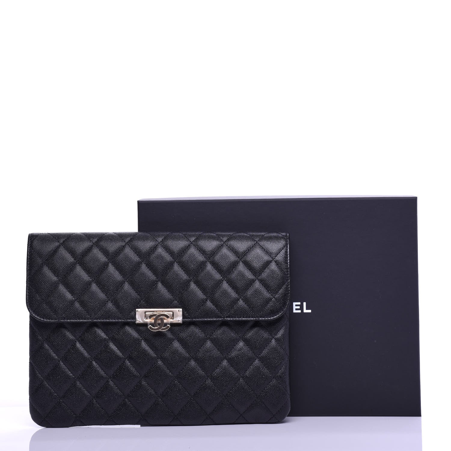 Chanel Caviar Quilted Medium Golden Class Pouch Black 8 of 8