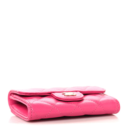 Chanel Caviar Quilted Flap Card Holder Wallet Dark Pink 4 of 9