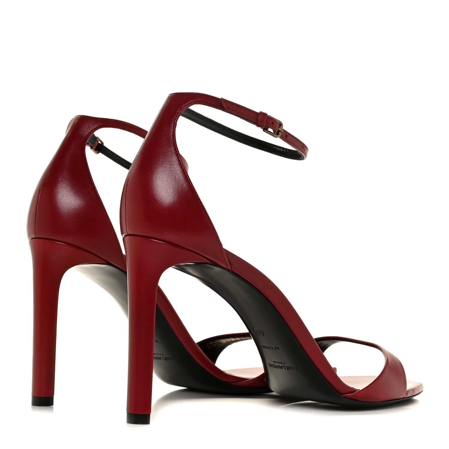 Saint Laurent Smooth Calfskin Bea Ankle Strap Sandals 40 Opyum Red 4 of 7