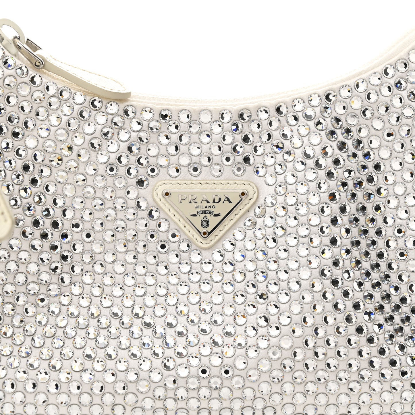 Satin Crystal Mini Re-Edition 2000 Bag White