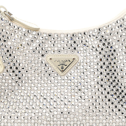 Prada Satin Crystal Mini Re-Edition 2000 Bag White 8 of 10