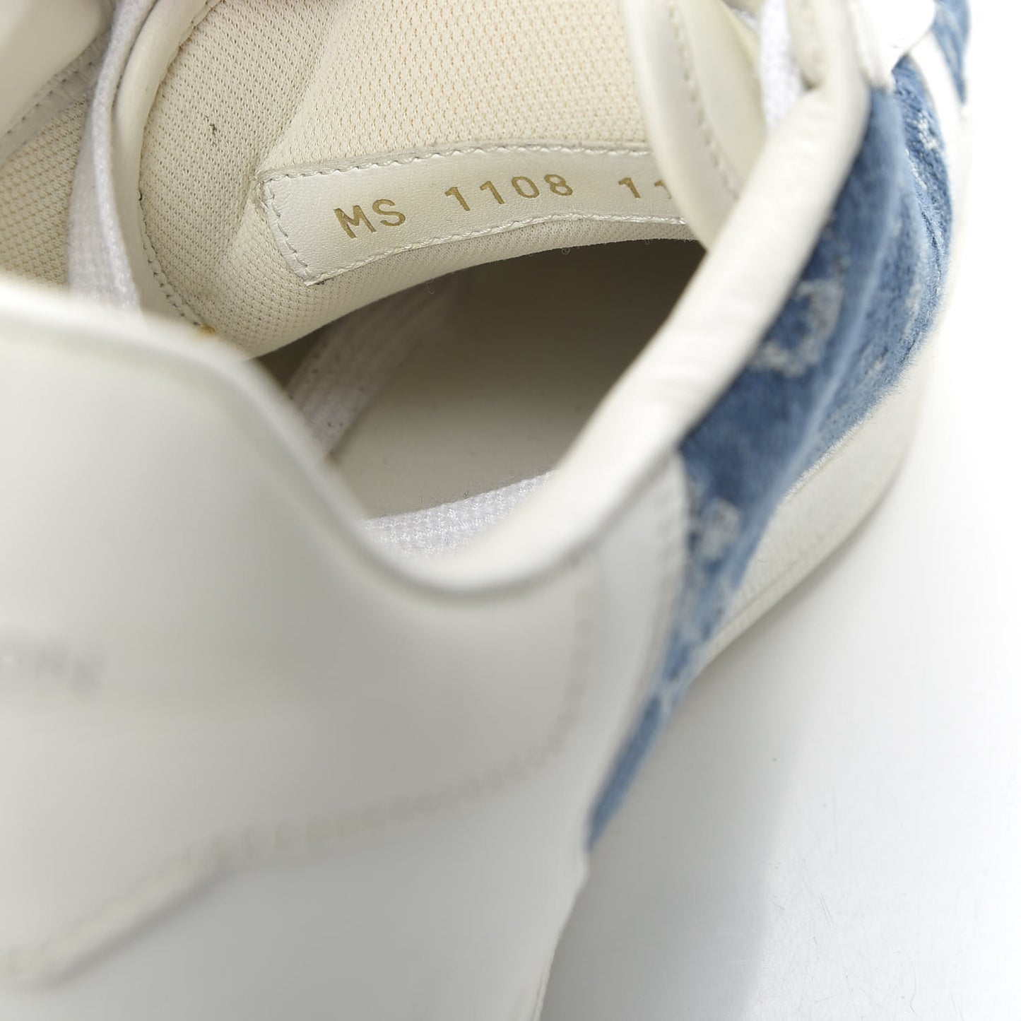 Calfskin Monogram Denim Rivoli Sneakers 11 White