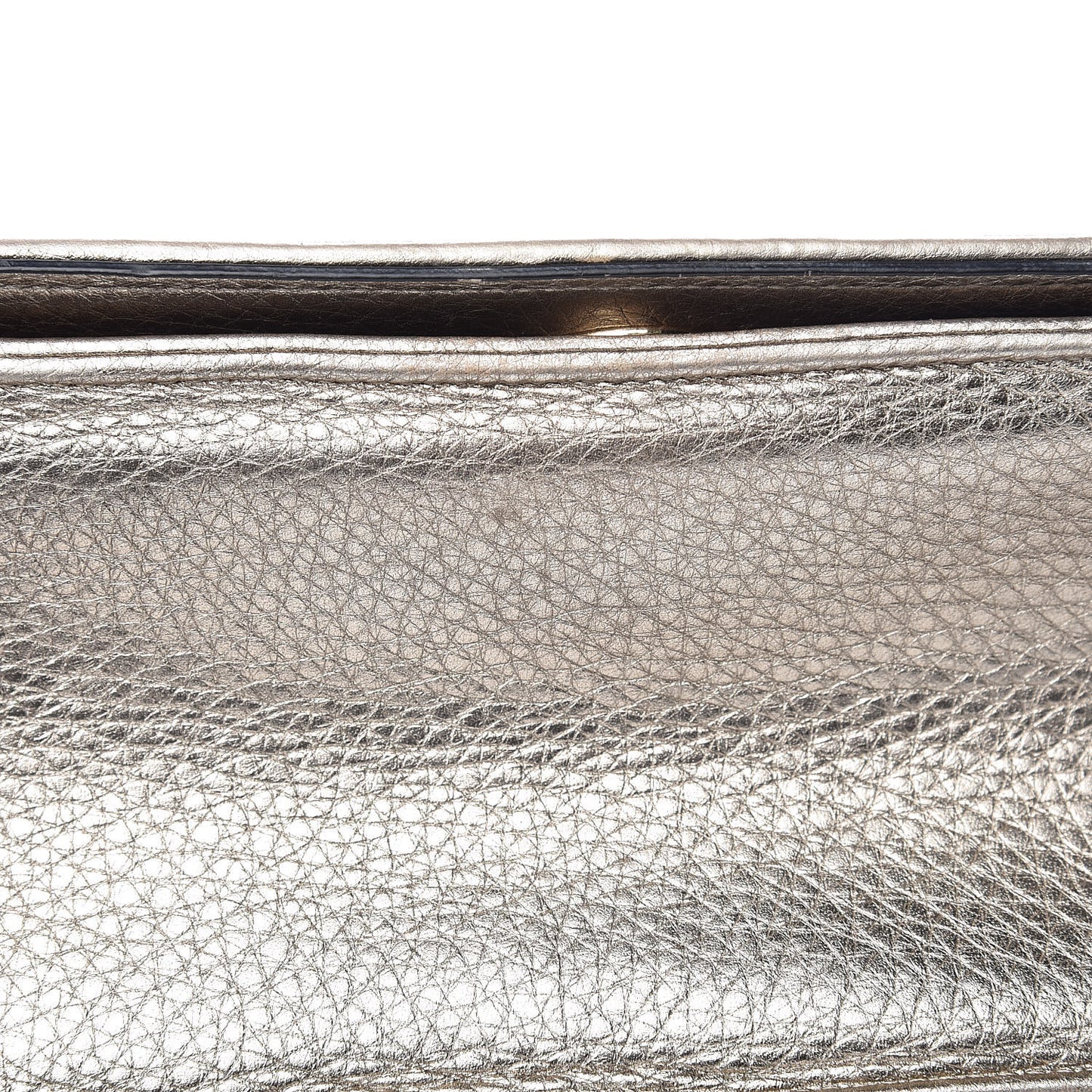 Metallic Grained Calfskin Medium Diorama Flap Bag Gold